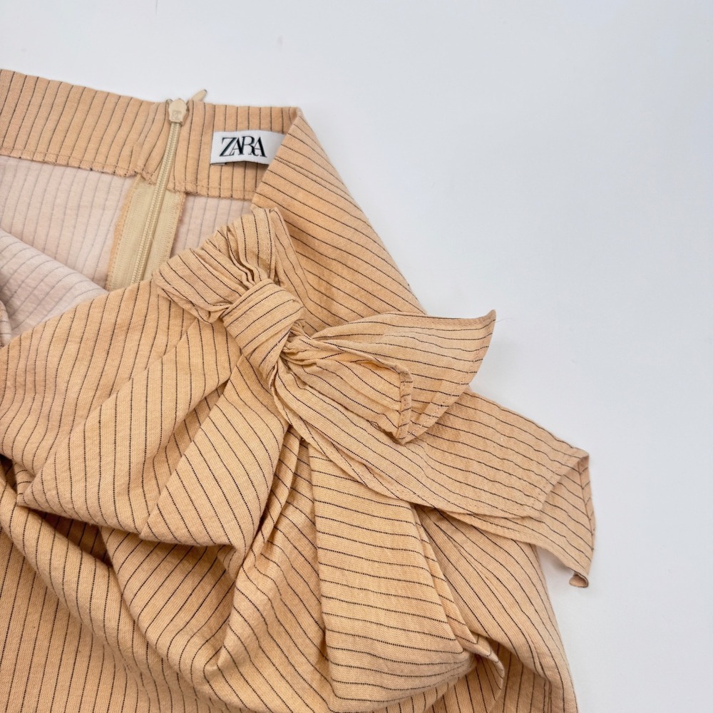 Zara Draped Pinstriped Asymmetrical Mini Skirt Size XS - Picture 5 of 7